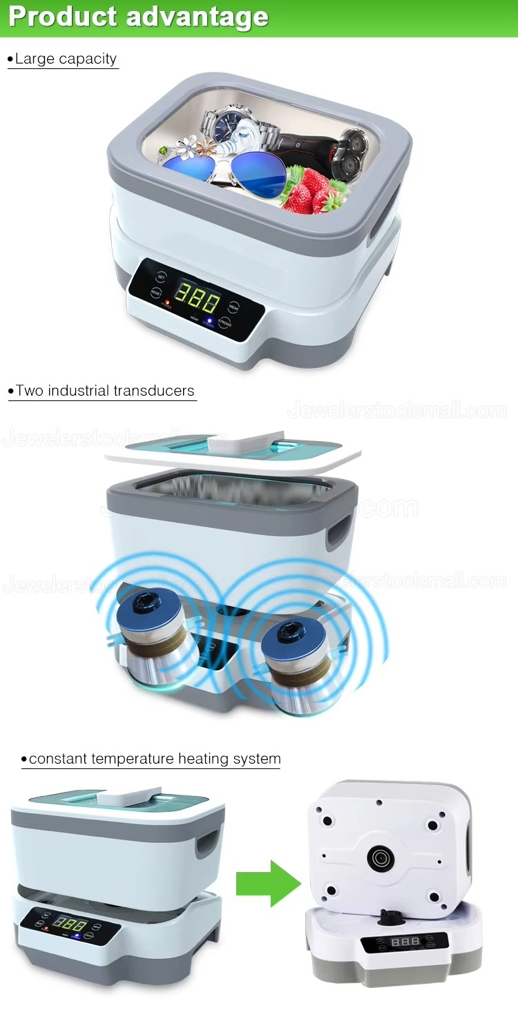Skymen ZX-956 1.2L Ultrasonic Cleaner with Timer for Jewelry Rings Gem Watches Glasses
